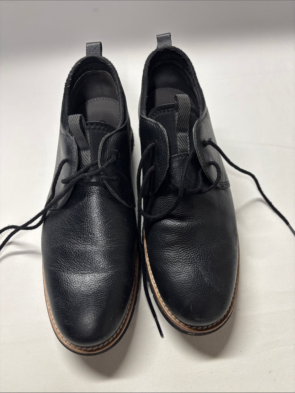 Hush Puppies Black Leather Lace-Up Derby Shoes